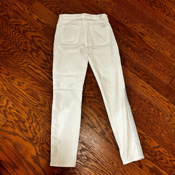 7 for all mankind white denim with braided embellishment on both legs. Size 25. - Picture 7 of 10